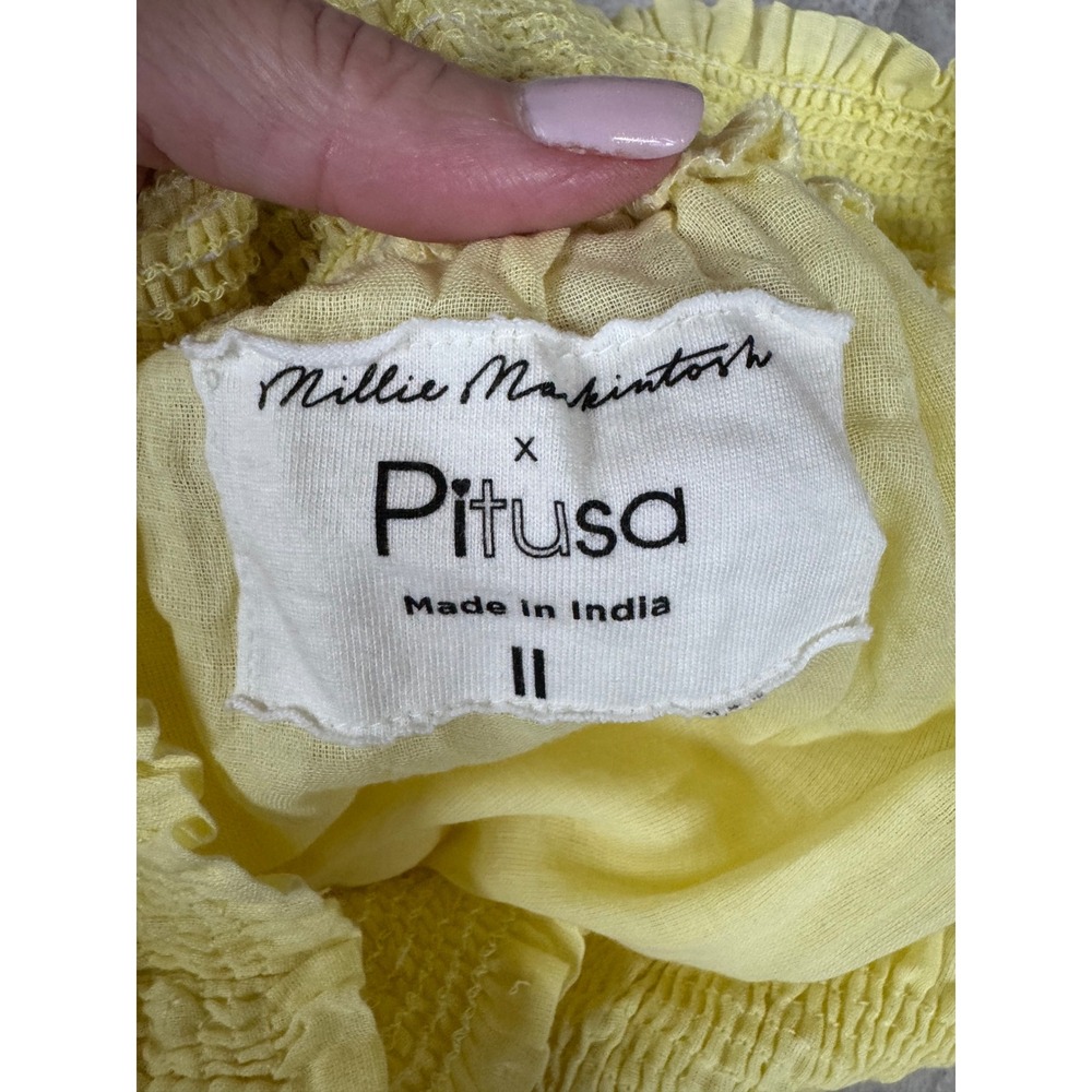 Millie Mackintosh x Pitusa Yellow Embroidered Cotton Gauze Maxi Dress II - Picture 3 of 7